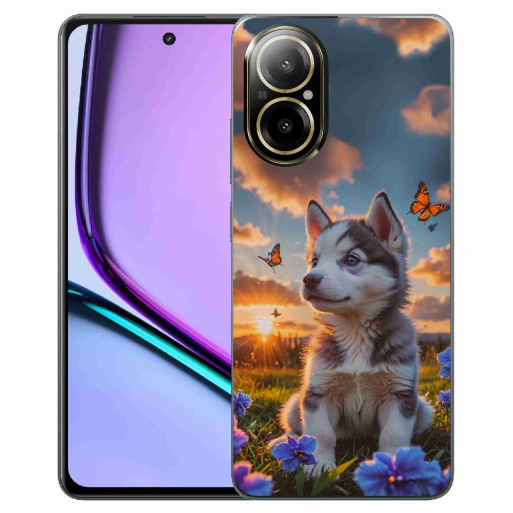 Gélový kryt mmCase na Realme C67 - husky pri západe slnka