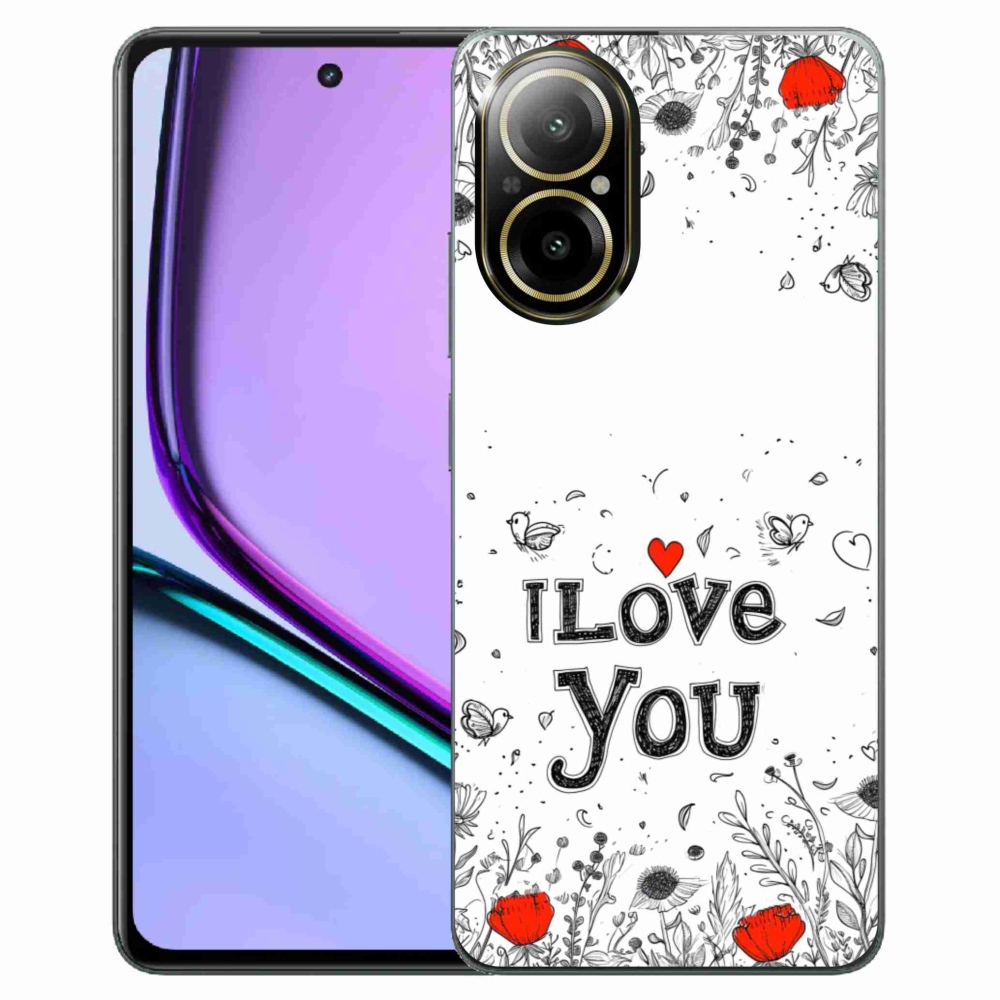 Gélový kryt mmCase na Realme C67 - I love you biele pozadie