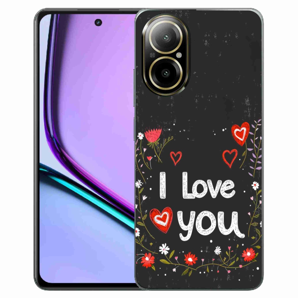 Gélový kryt mmCase na Realme C67 - I love you čierne pozadie