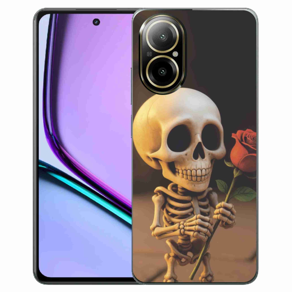 Gélový kryt mmCase na Realme C67 - kostlivec s ružou