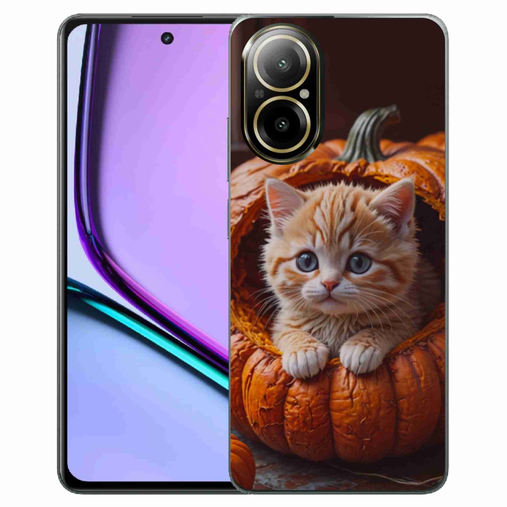 Gélový kryt mmCase na Realme C67 - mačiatko a tekvica 2