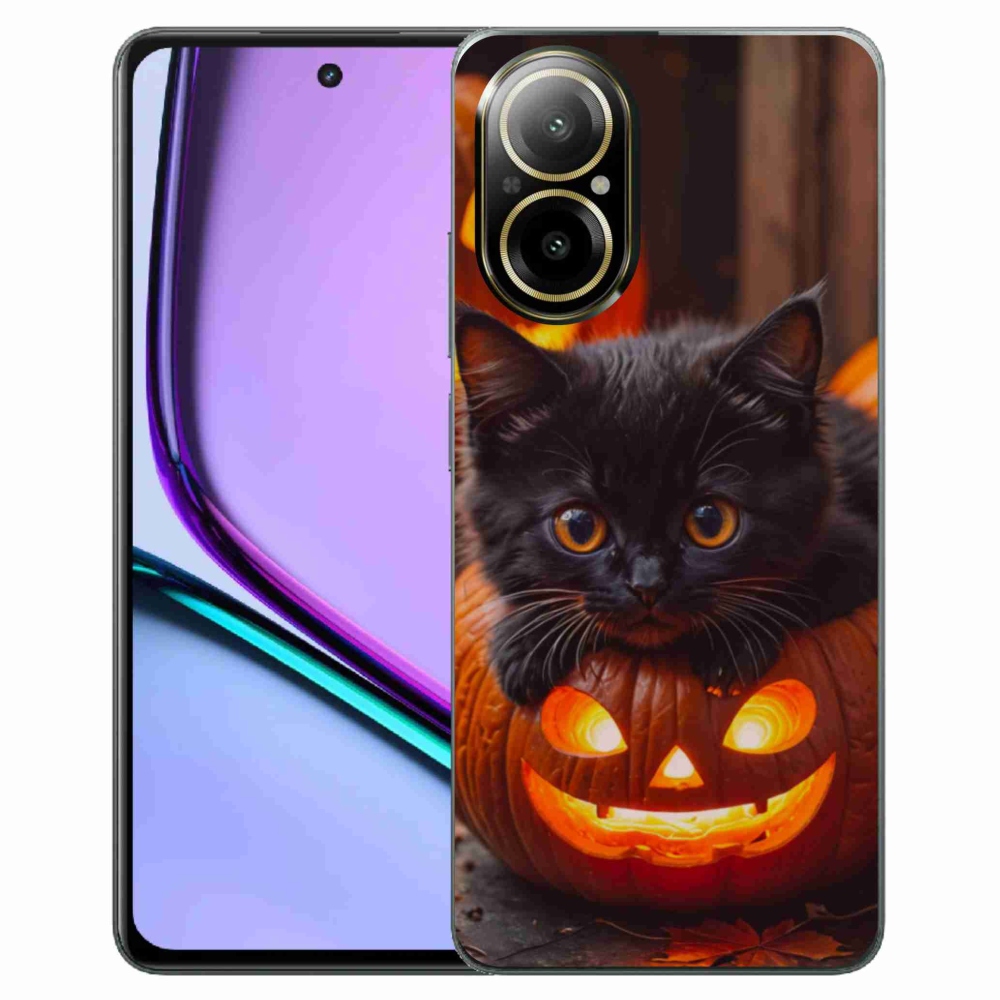 Gélový kryt mmCase na Realme C67 - mačiatko a tekvica