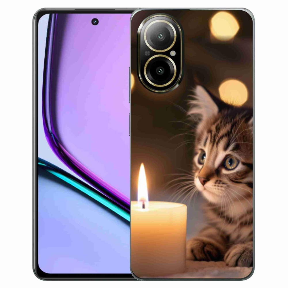 Gélový kryt mmCase na Realme C67 - mačiatko a sviečka