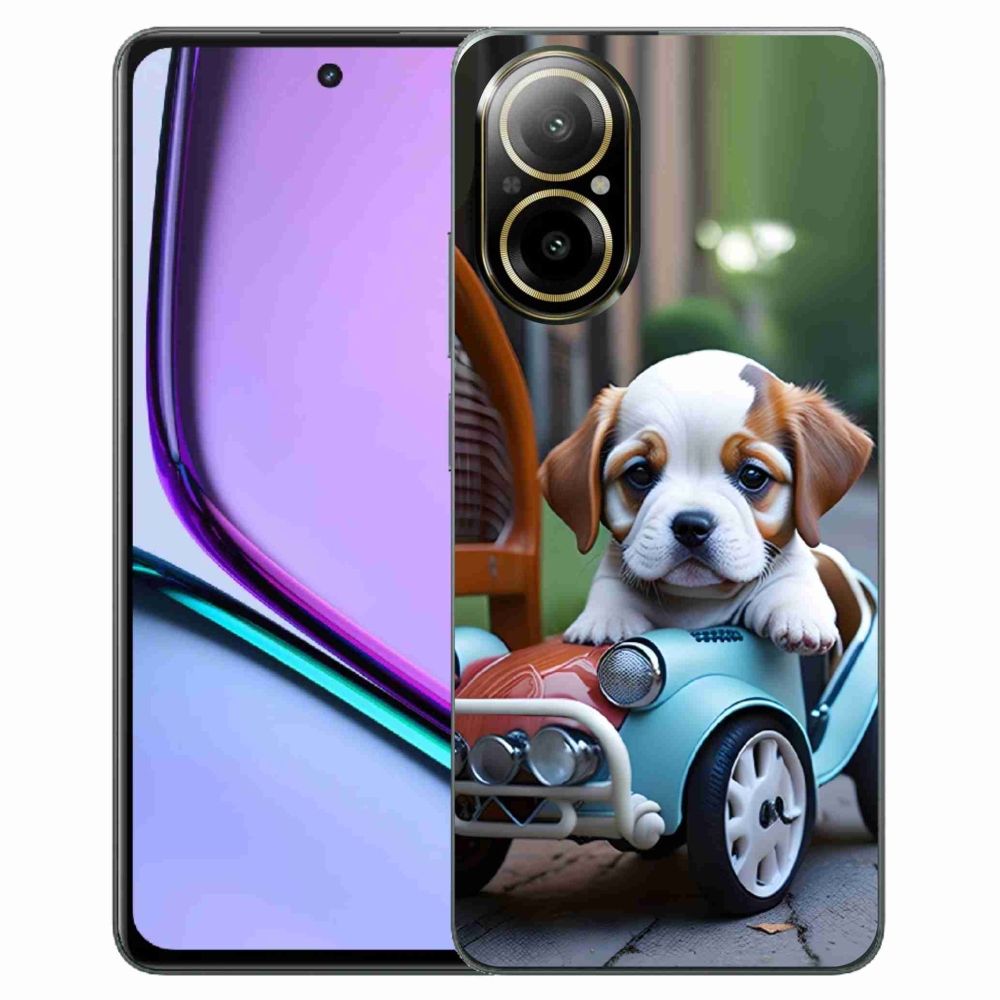Gélový kryt mmCase na Realme C67 - šteňa v retro aute