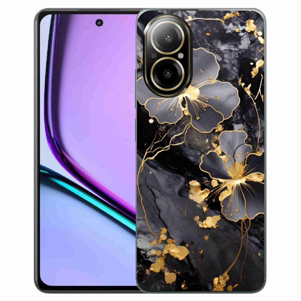 Gélový kryt mmCase na Realme C67 - zlaté kvety