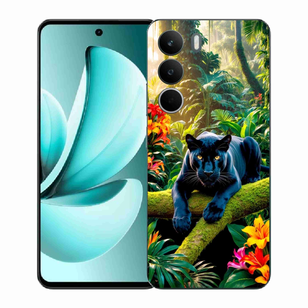 Gélový kryt mmCase na Realme C71 - čierny panter v džungli