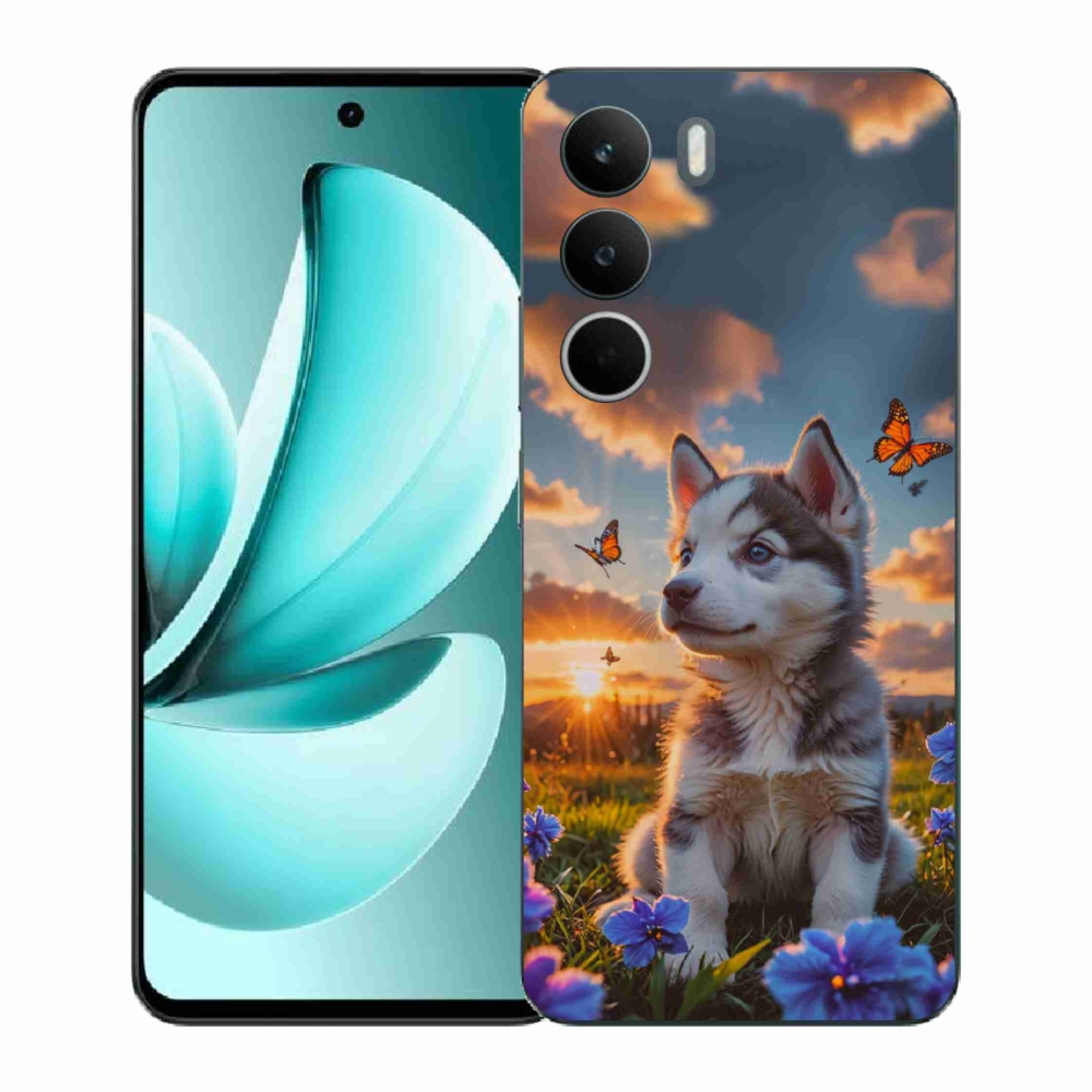 Gélový kryt mmCase na Realme C71 - husky pri západe slnka