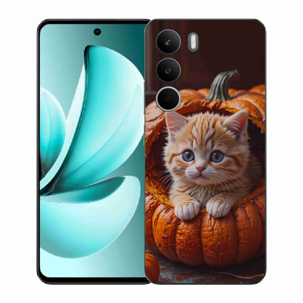 Gélový kryt mmCase na Realme C71 - mačiatko a tekvica 2