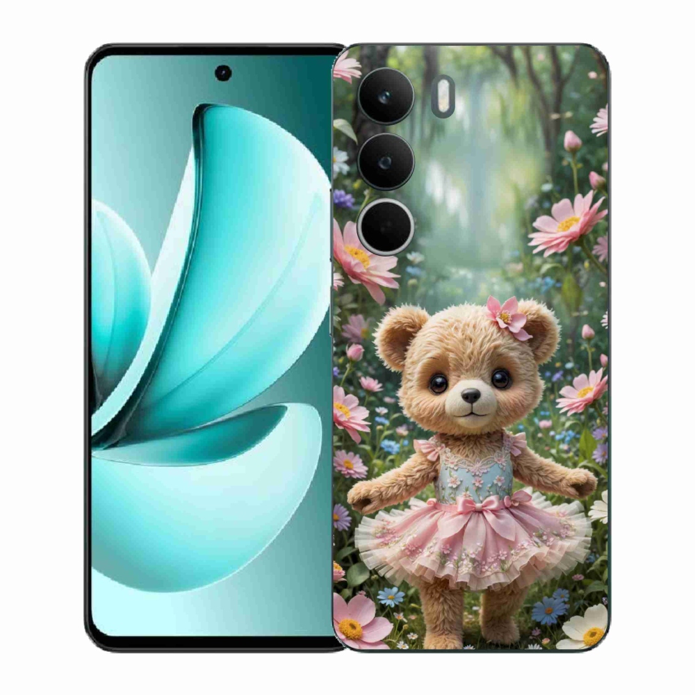 Gélový kryt mmCase na Realme C71 - roztomilý medvedík v kvetoch
