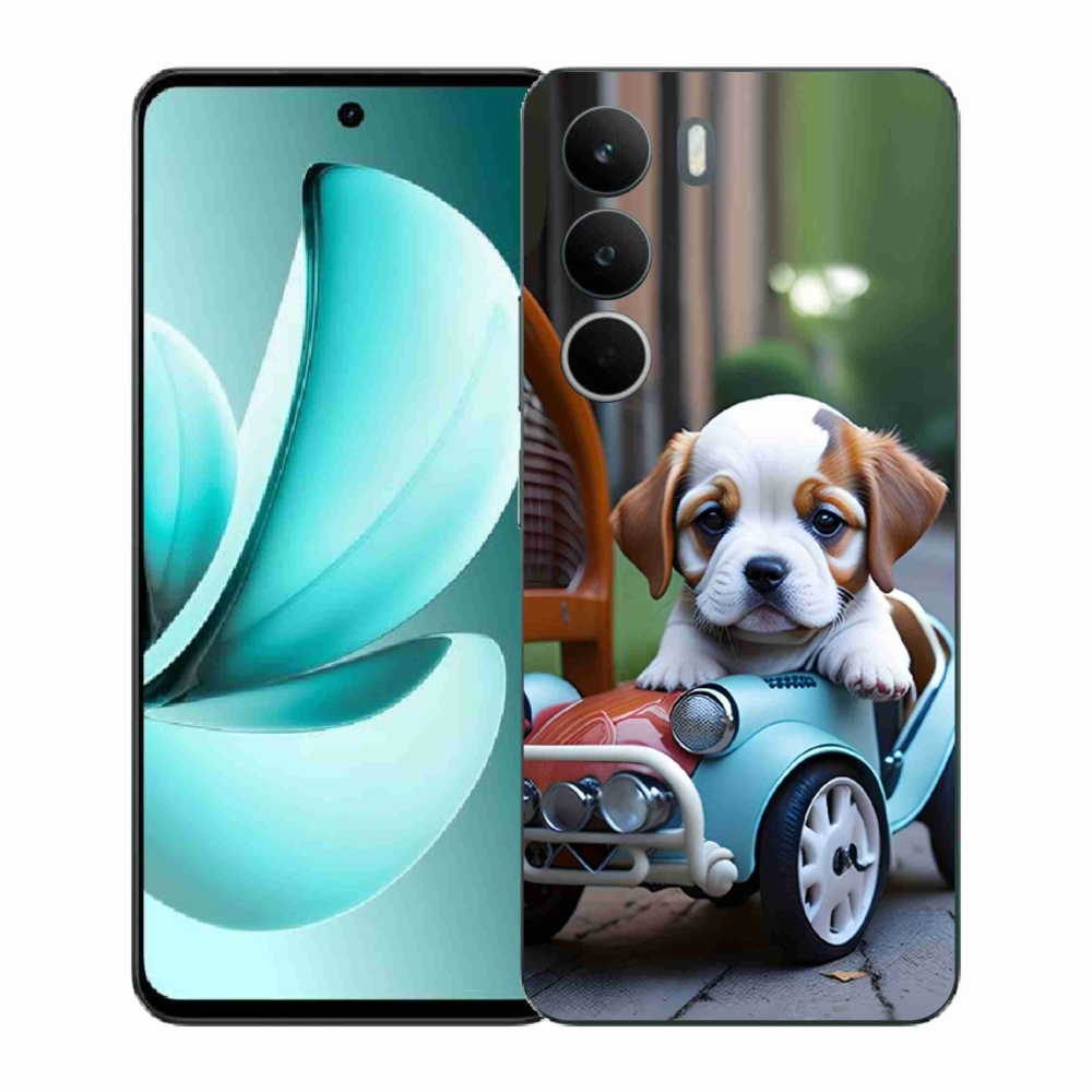 Gélový kryt mmCase na Realme C71 - šteňa v retro aute