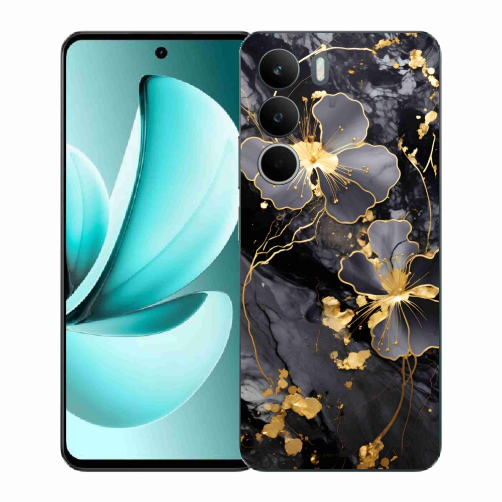 Gélový kryt mmCase na Realme C71 - zlaté kvety