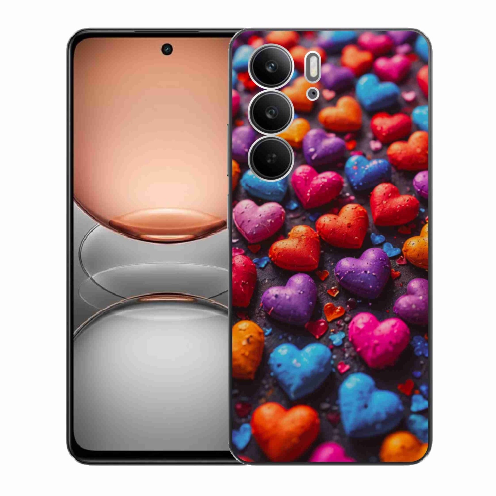Gélový kryt mmCase na Realme C75 - farebné srdcia