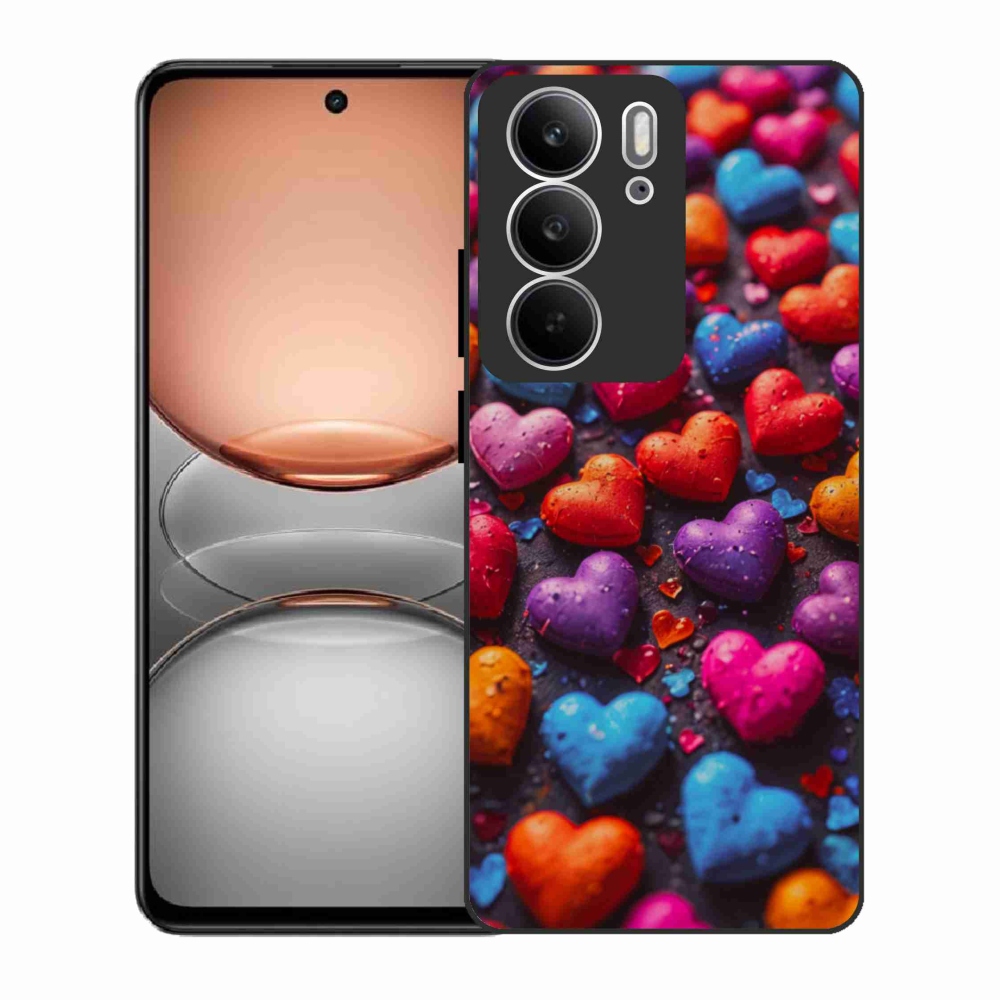 Gélový kryt mmCase na Realme C75 - farebné srdcia