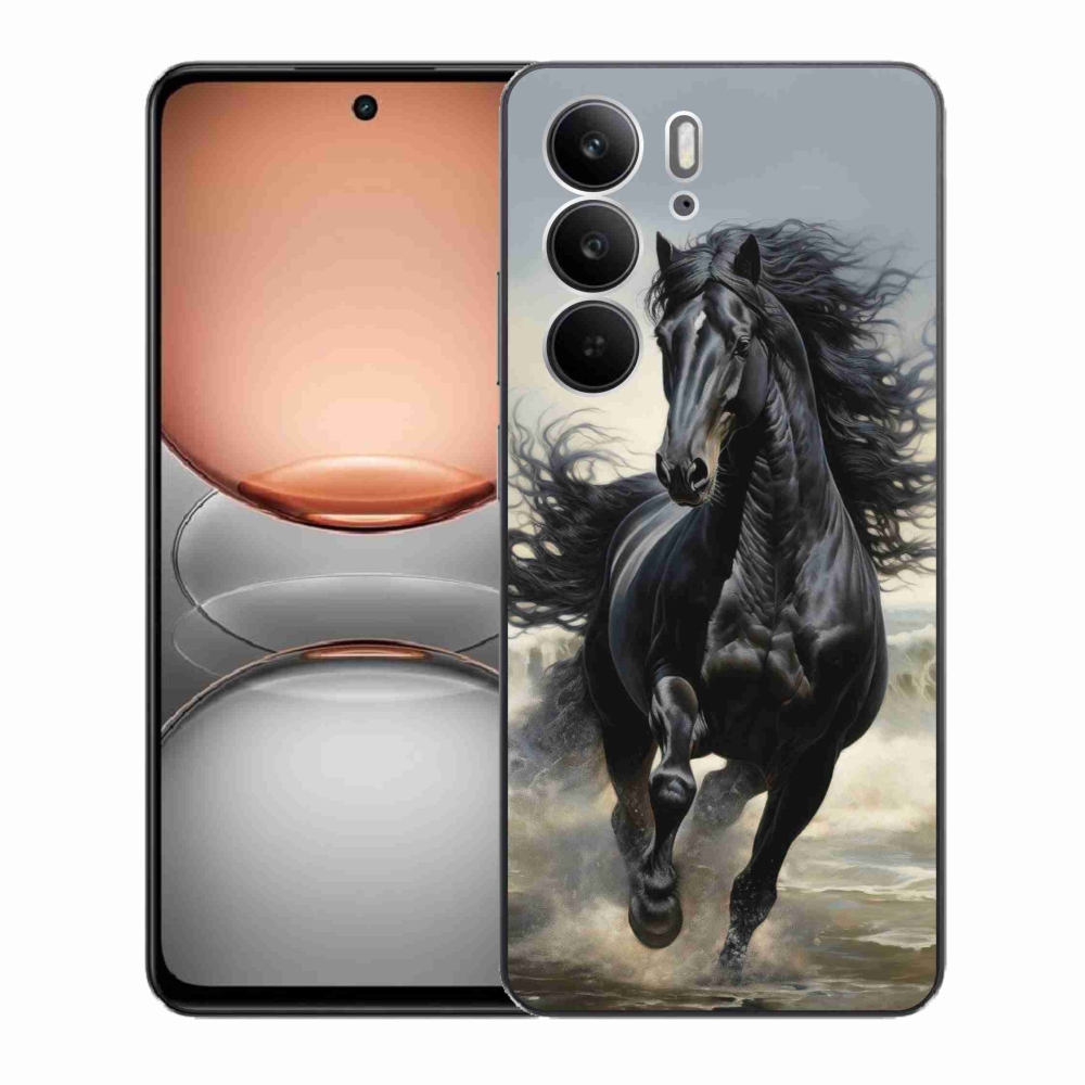Gélový kryt mmCase na Realme C75 - bežiaci čierny kôň