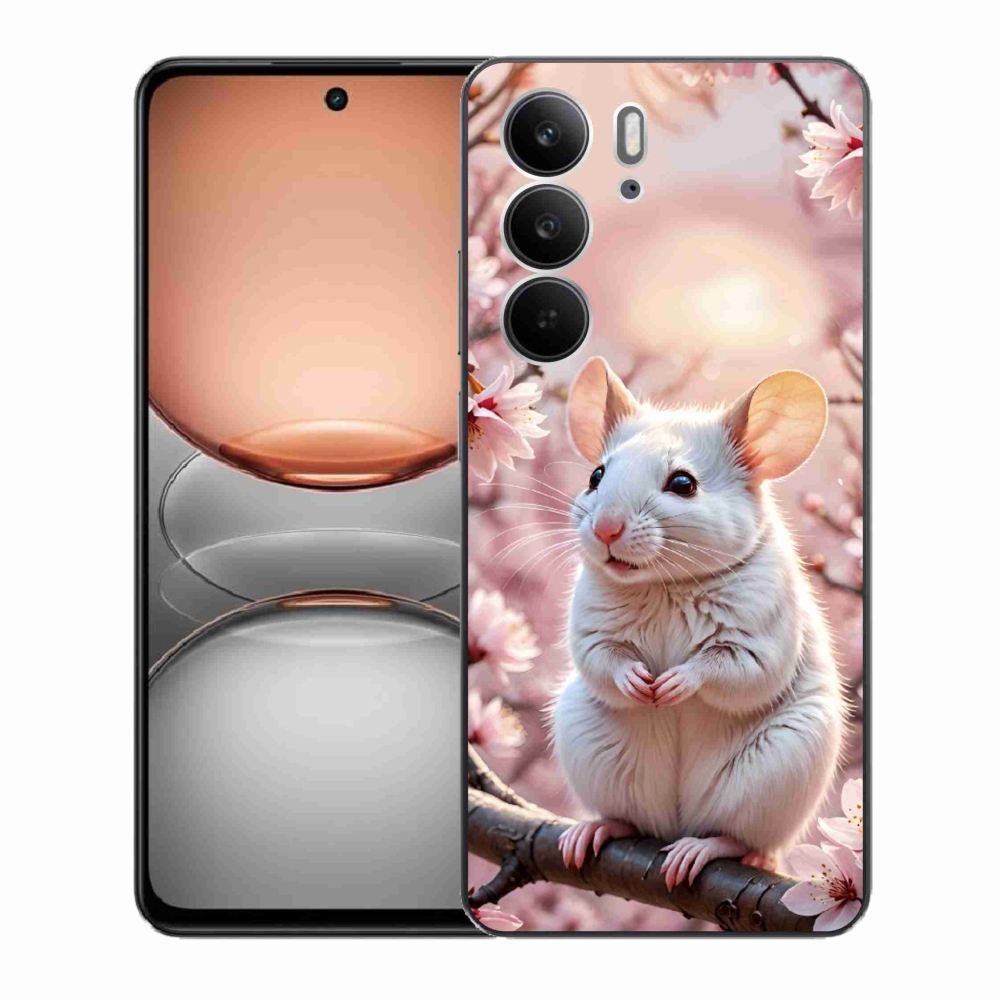 Gélový kryt mmCase na Realme C75 - biela myš na vetve