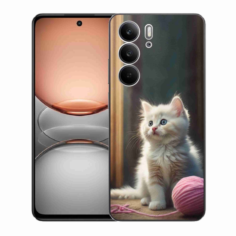 Gélový kryt mmCase na Realme C75 - biele mačiatko 2