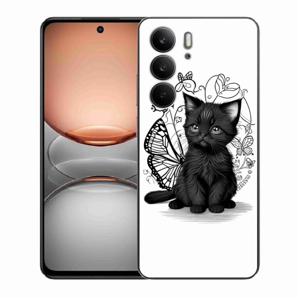 Gélový kryt mmCase na Realme C75 - čierne mačiatko