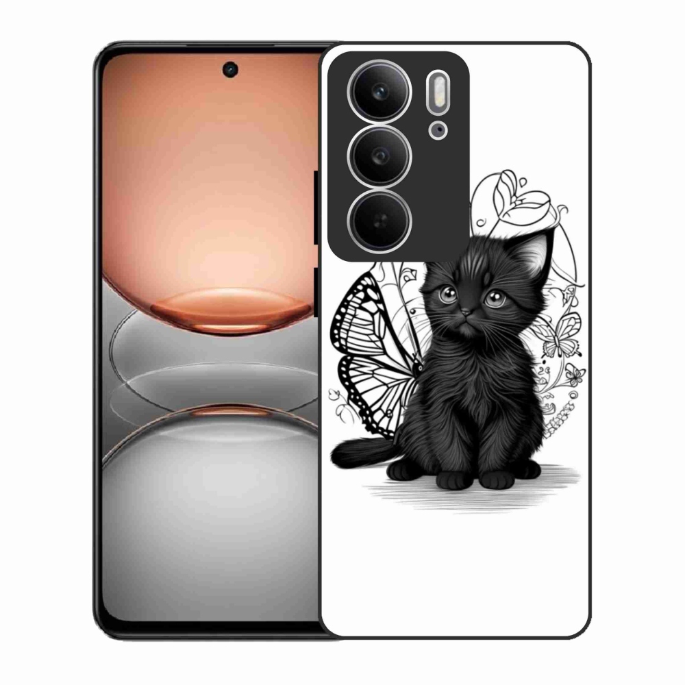 Gélový kryt mmCase na Realme C75 - čierne mačiatko