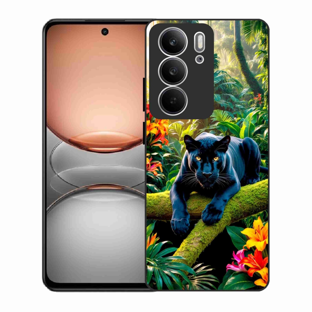 Gélový kryt mmCase na Realme C75 - čierny panter v džungli