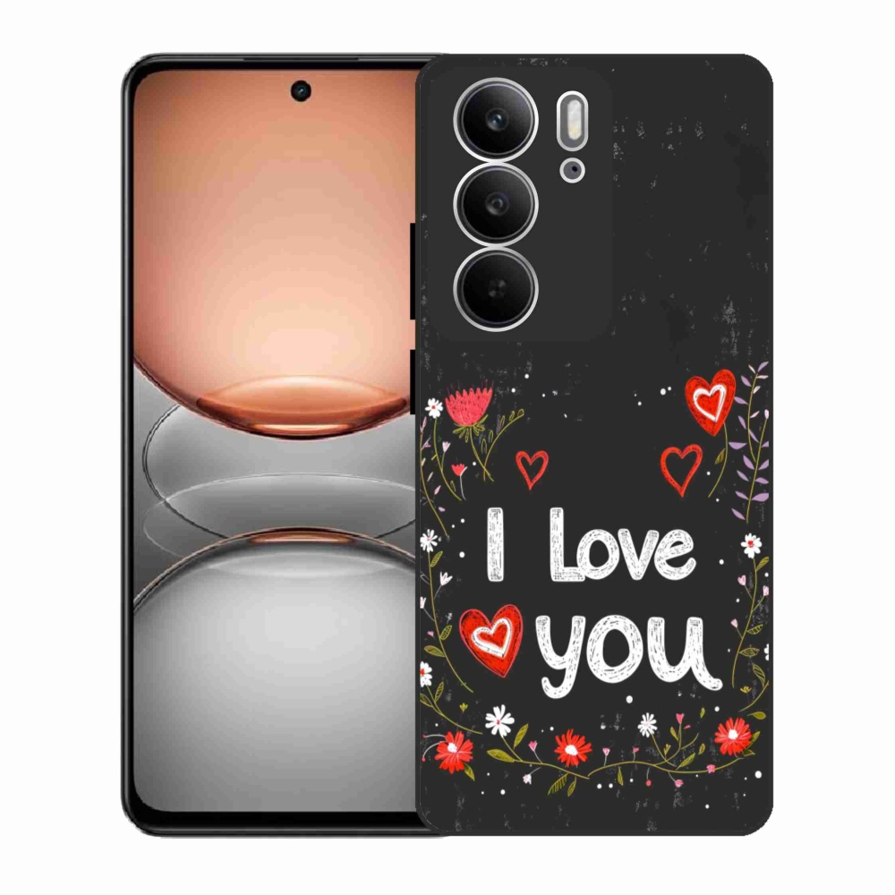Gélový kryt mmCase na Realme C75 - I love you čierne pozadie