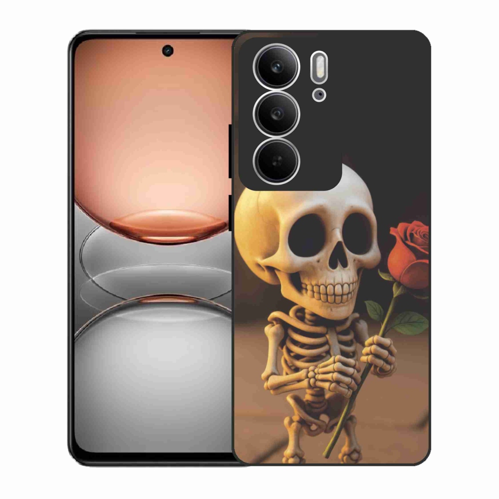 Gélový kryt mmCase na Realme C75 - kostlivec s ružou