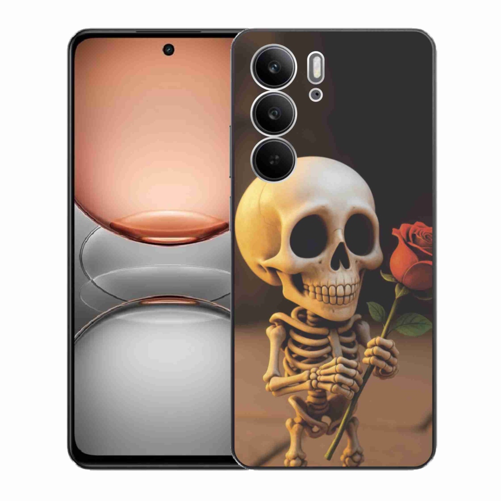Gélový kryt mmCase na Realme C75 - kostlivec s ružou