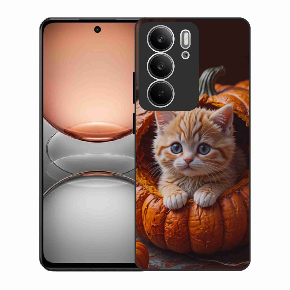 Gélový kryt mmCase na Realme C75 - mačiatko a tekvica 2