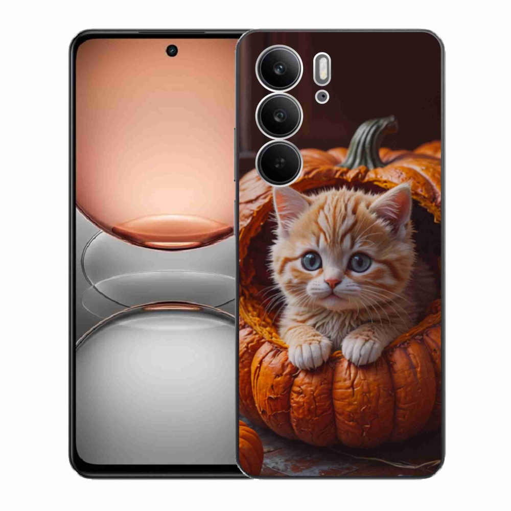 Gélový kryt mmCase na Realme C75 - mačiatko a tekvica 2
