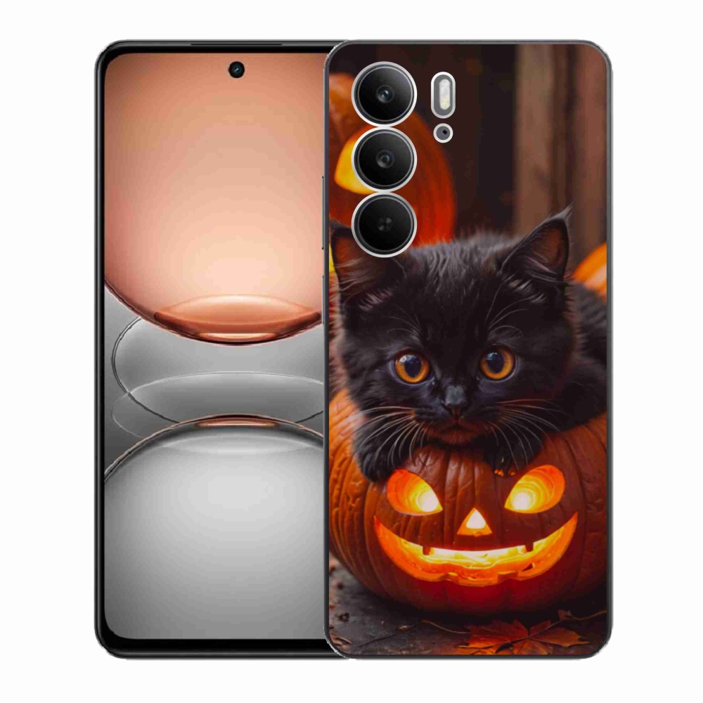 Gélový kryt mmCase na Realme C75 - mačiatko a tekvica