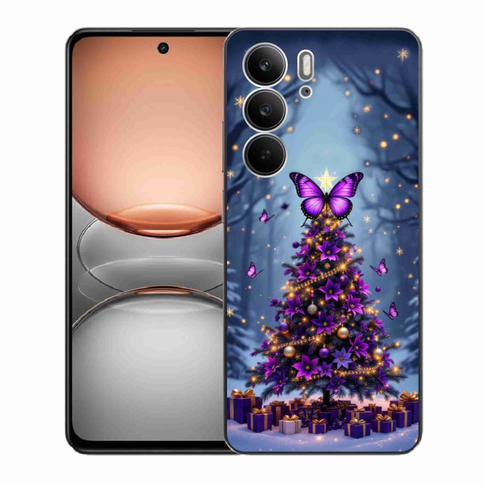 Gélový kryt mmCase na Realme C75 - motýlí vianočný stromček