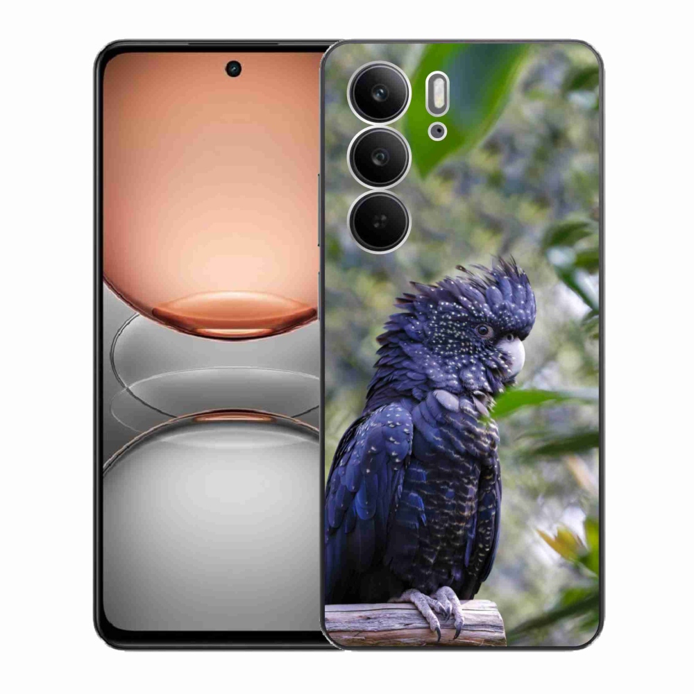 Gélový kryt mmCase na Realme C75 - papagáj kakadu čierny