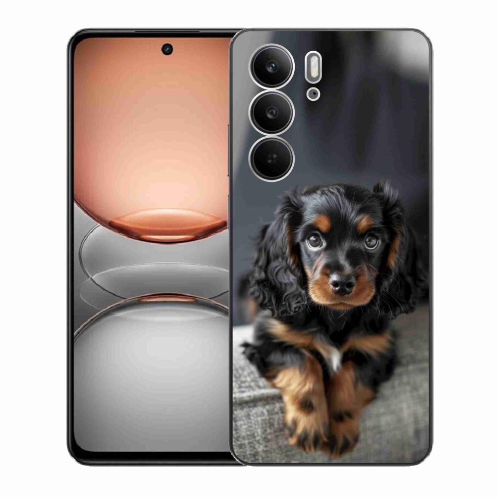 Gélový kryt mmCase na Realme C75 - roztomilý dlhosrstý jazvečík