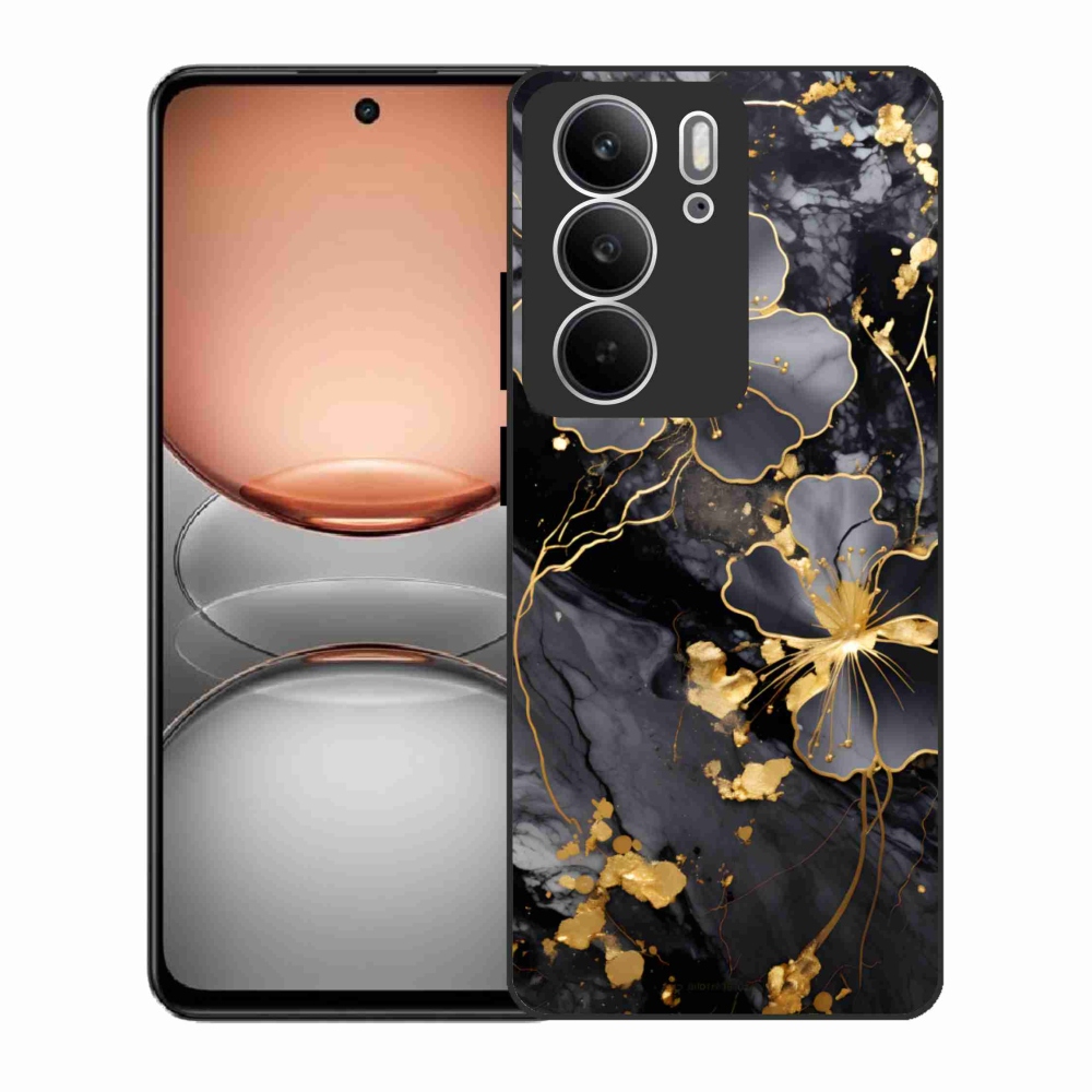 Gélový kryt mmCase na Realme C75 - zlaté kvety