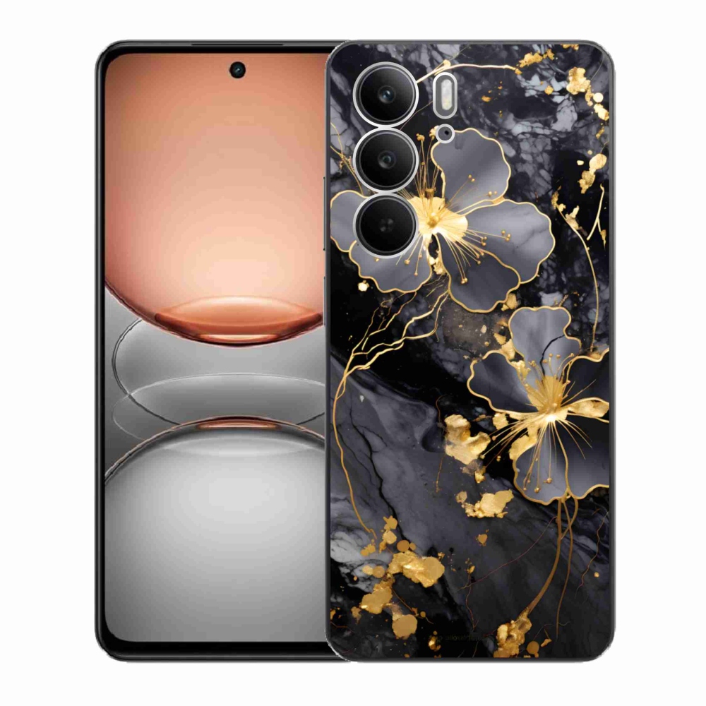 Gélový kryt mmCase na Realme C75 - zlaté kvety