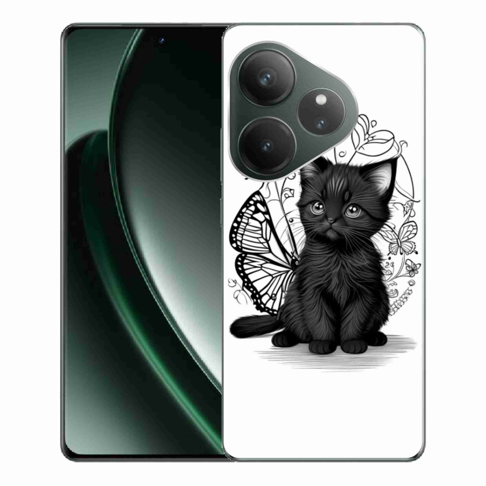 Gélový kryt mmCase na Realme GT 6 5G/GT 6T 5G - čierne mačiatko