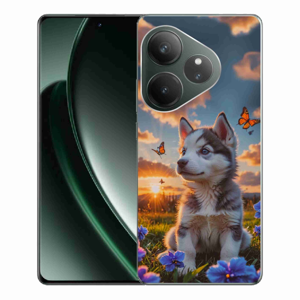 Gélový kryt mmCase na Realme GT 6 5G/GT 6T 5G - husky pri západe slnka