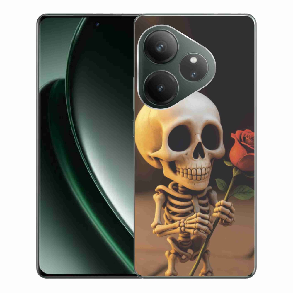 Gélový kryt mmCase na Realme GT 6 5G/GT 6T 5G - kostlivec s ružou