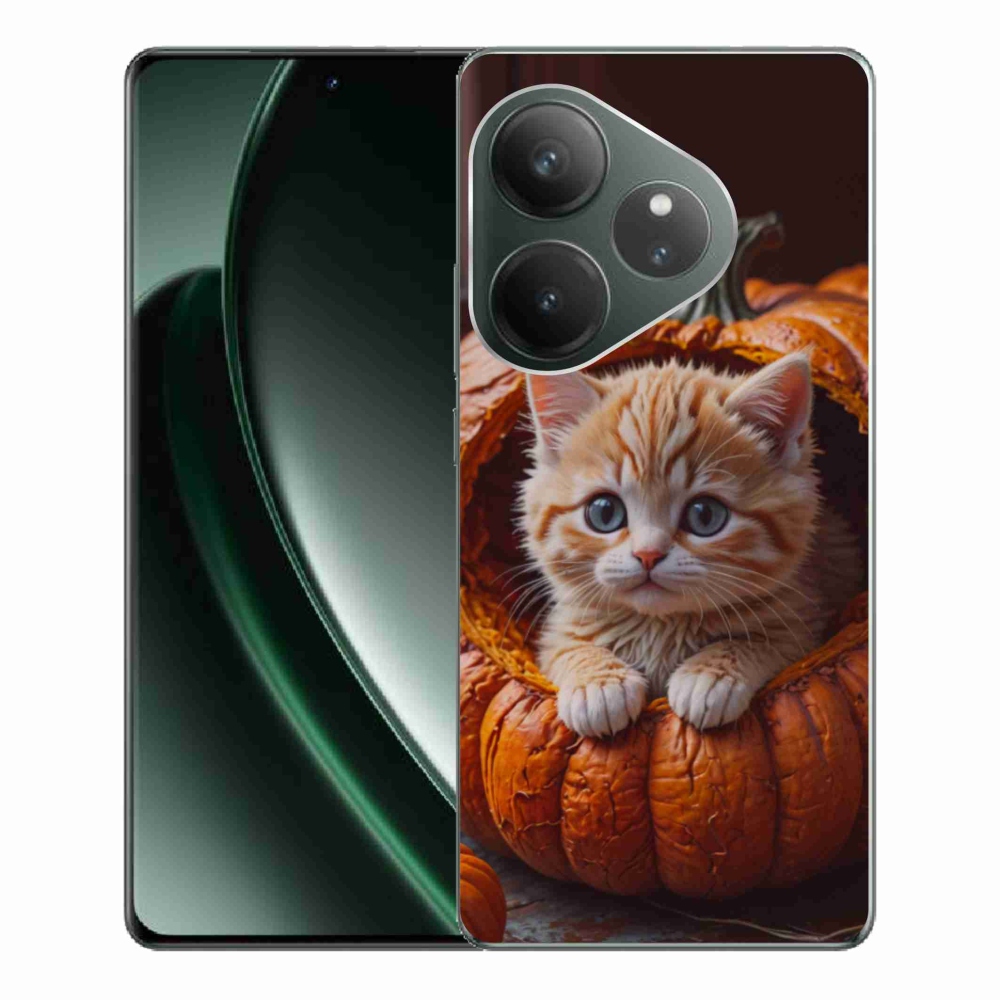 Gélový kryt mmCase na Realme GT 6 5G/GT 6T 5G - mačiatko a tekvica 2
