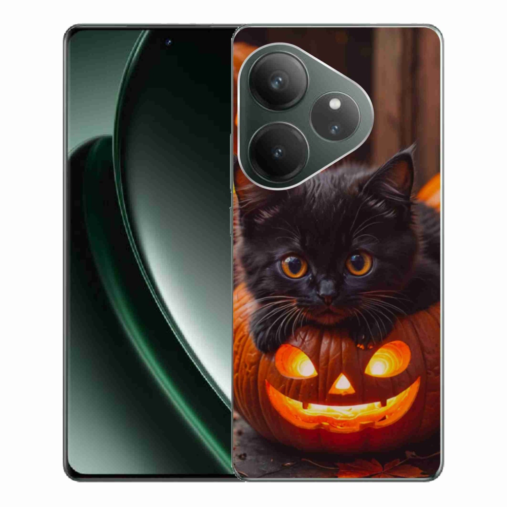 Gélový kryt mmCase na Realme GT 6 5G/GT 6T 5G - mačiatko a tekvica