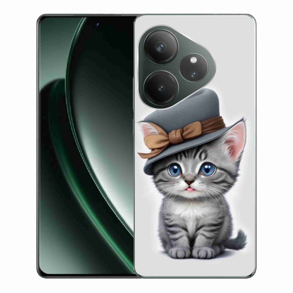 Gélový kryt mmCase na Realme GT 6 5G/GT 6T 5G - mačiatko s klobúkom