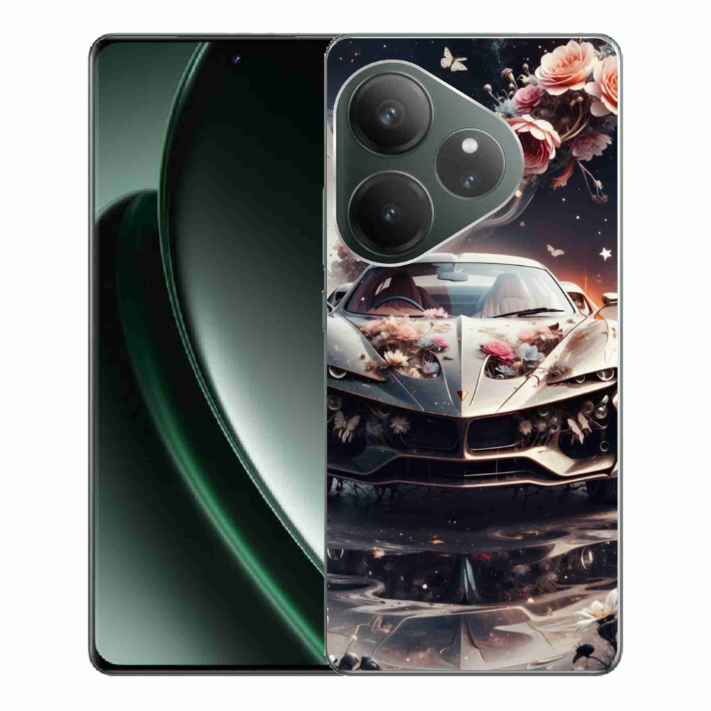 Gélový kryt mmCase na Realme GT 6 5G/GT 6T 5G - kvetinový športový automobil