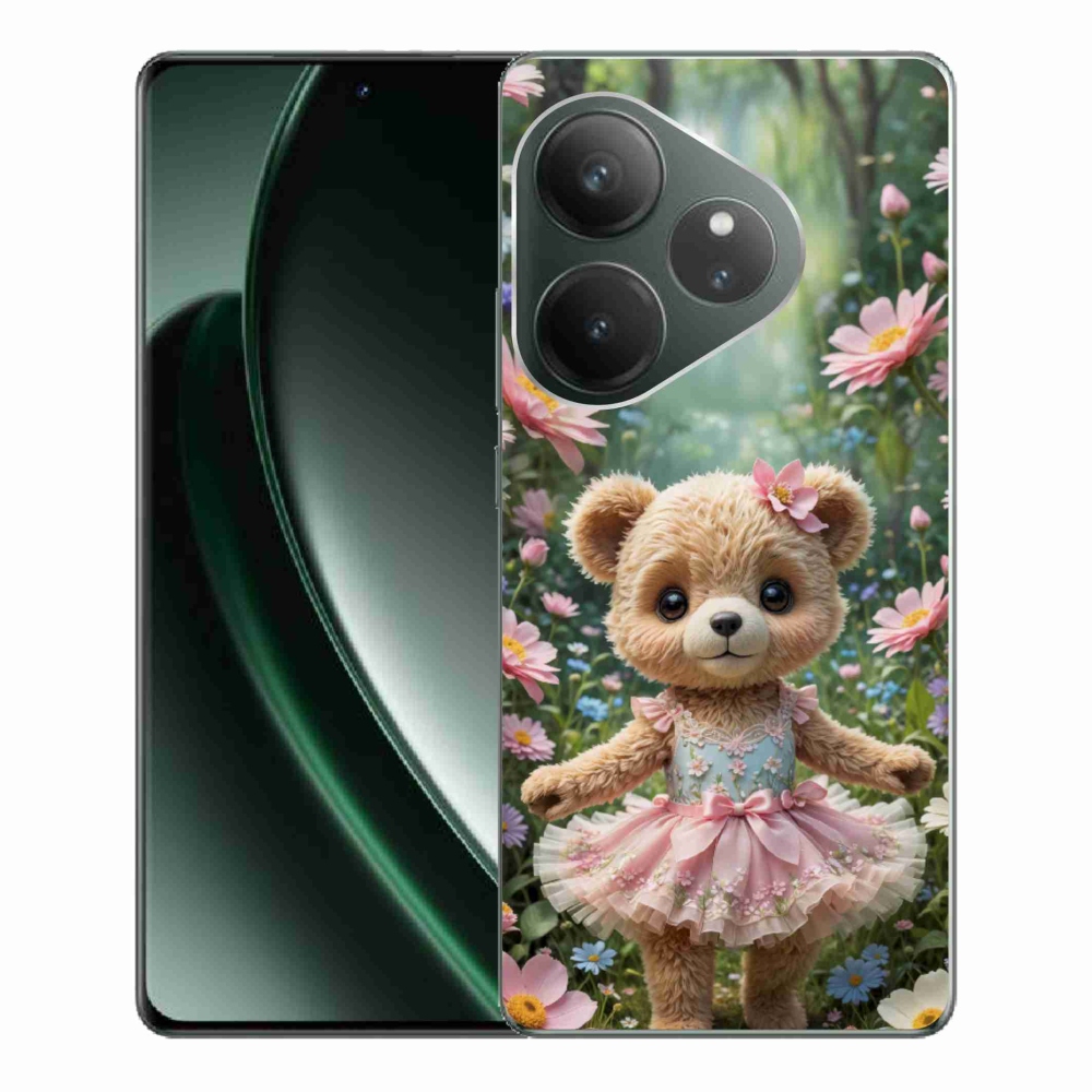 Gélový kryt mmCase na Realme GT 6 5G/GT 6T 5G - roztomilý medvedík v kvetoch