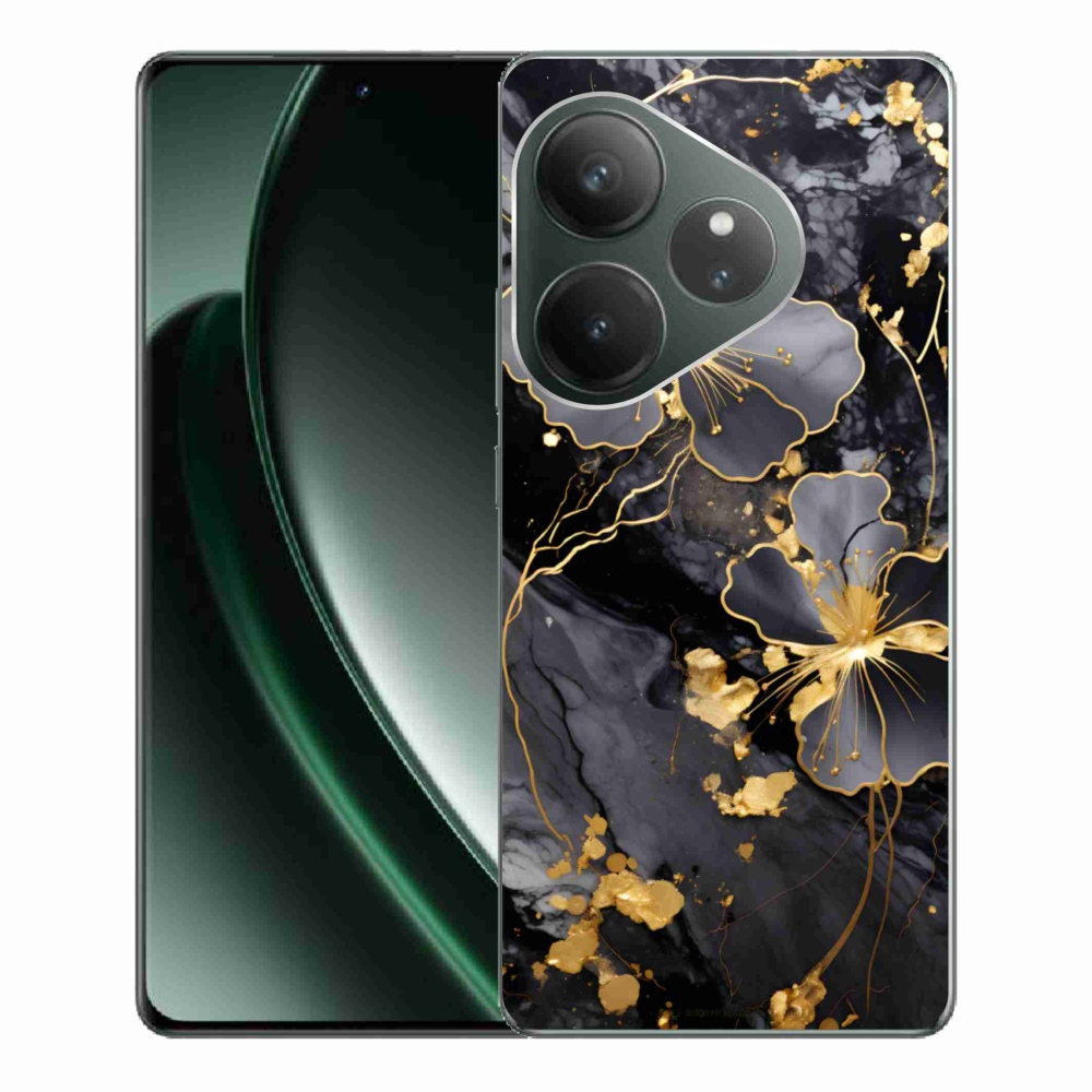 Gélový kryt mmCase na Realme GT 6 5G/GT 6T 5G - zlaté kvety