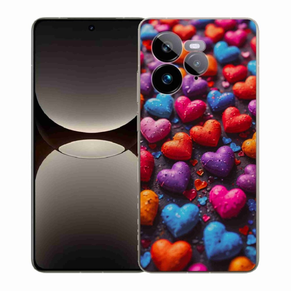 Gélový kryt mmCase na Realme GT 7 Pro 5G - farebné srdcia
