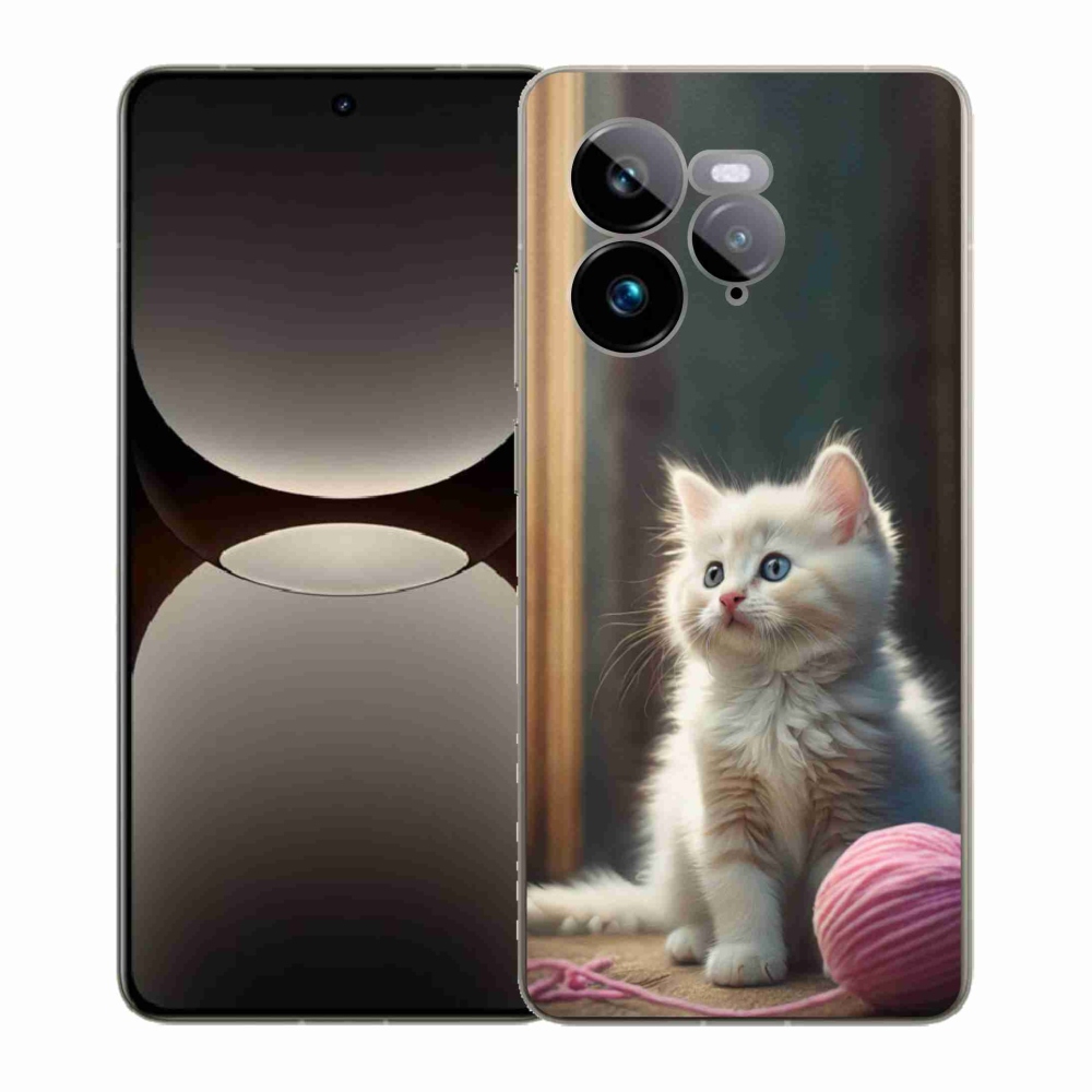 Gélový kryt mmCase na Realme GT 7 Pro 5G - biele mačiatko 2