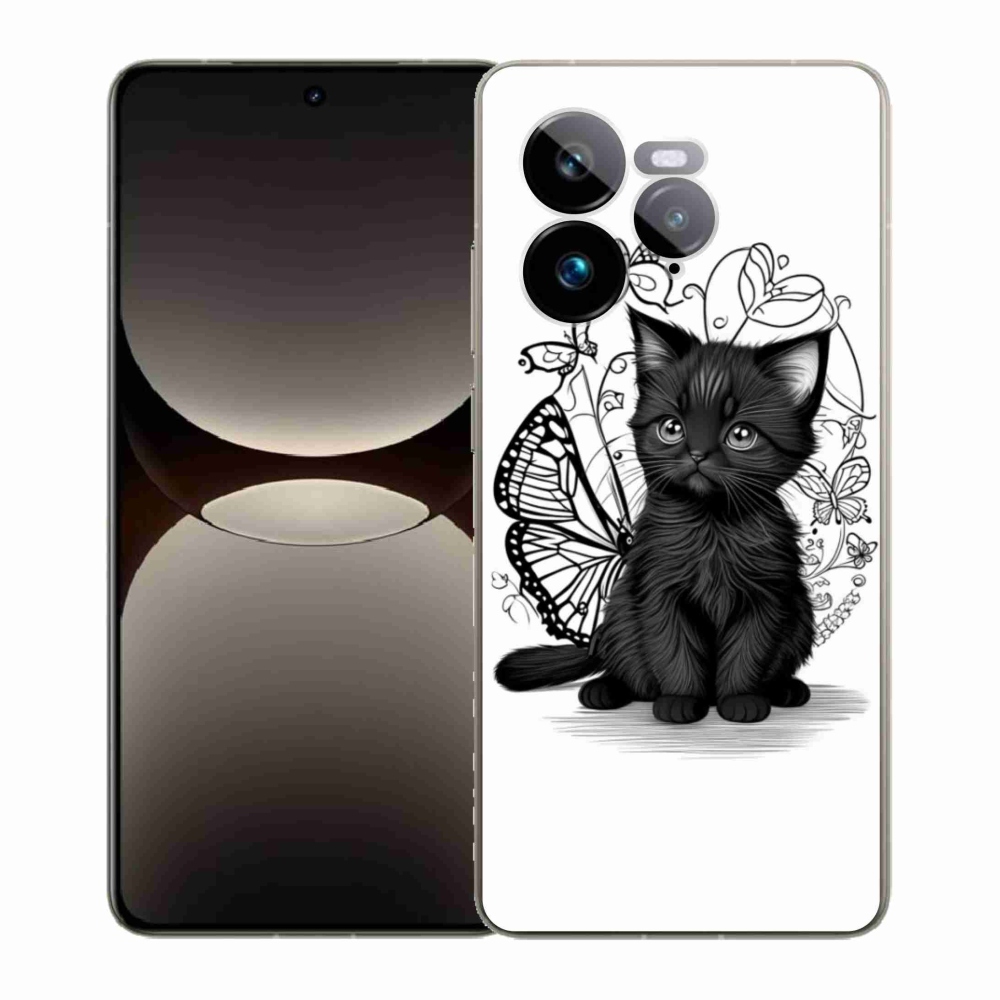 Gélový kryt mmCase na Realme GT 7 Pro 5G - čierne mačiatko