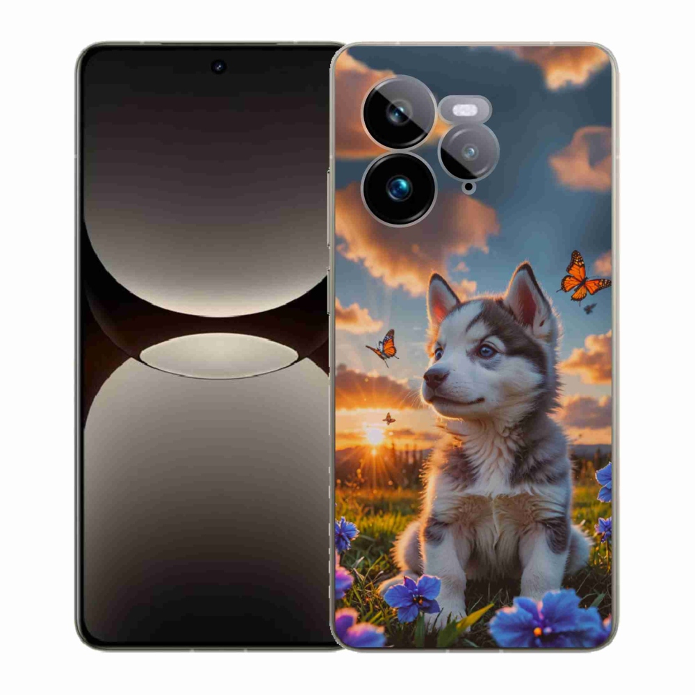 Gélový kryt mmCase na Realme GT 7 Pro 5G - husky pri západe slnka