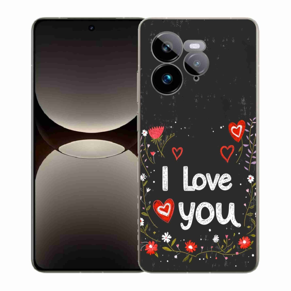 Gélový kryt mmCase na Realme GT 7 Pro 5G - I love you čierne pozadie