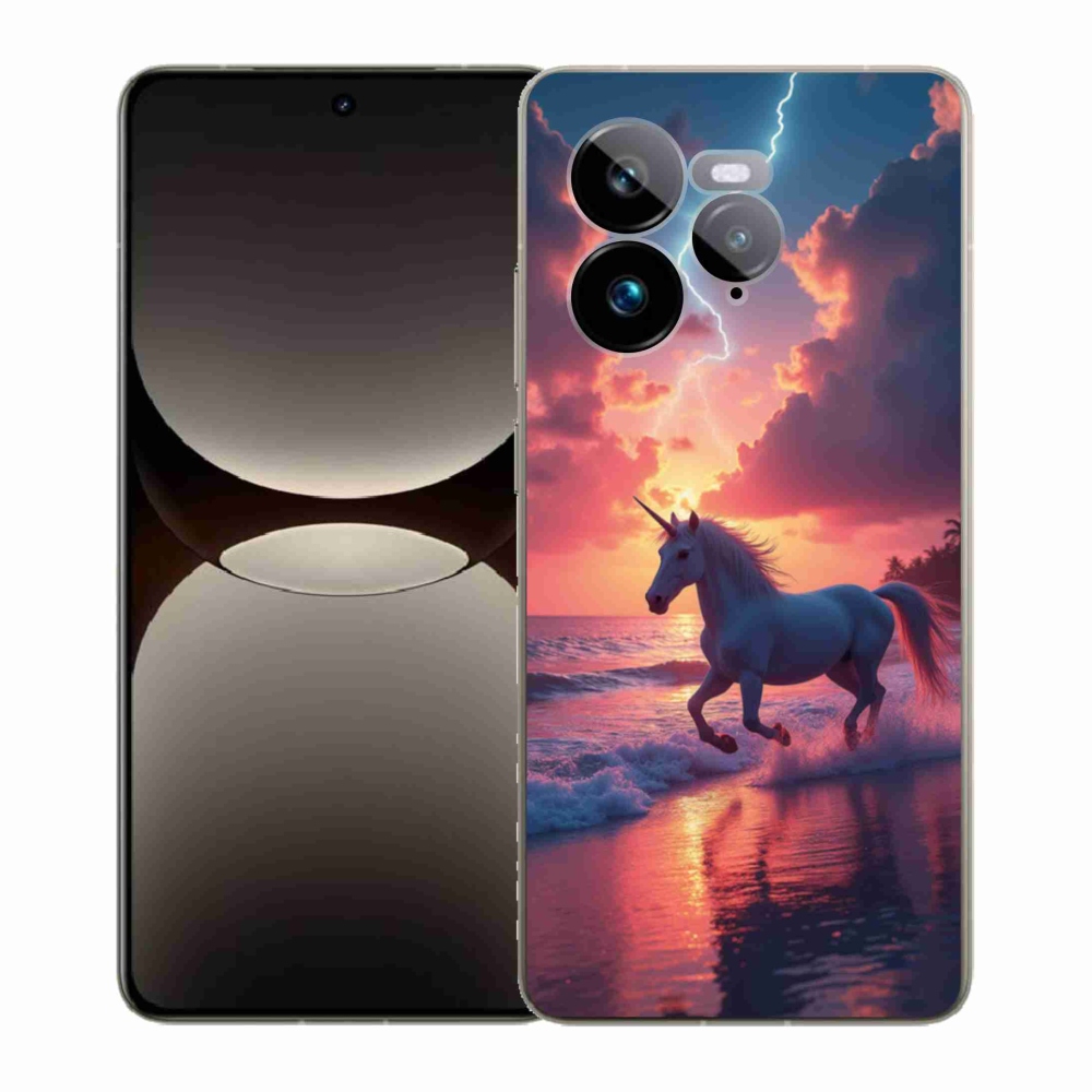 Gélový kryt mmCase na Realme GT 7 Pro 5G - jednorožec na pláži