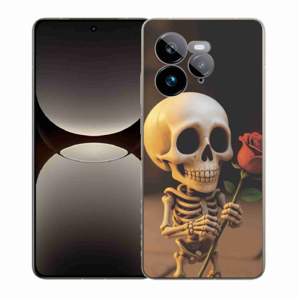 Gélový kryt mmCase na Realme GT 7 Pro 5G - kostlivec s ružou